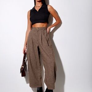 Motel Rocks Hatta Culotte Trouser In Houndstooth Brown
